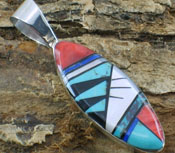 Native American Pendant Navajo Inlay Teardrop-B